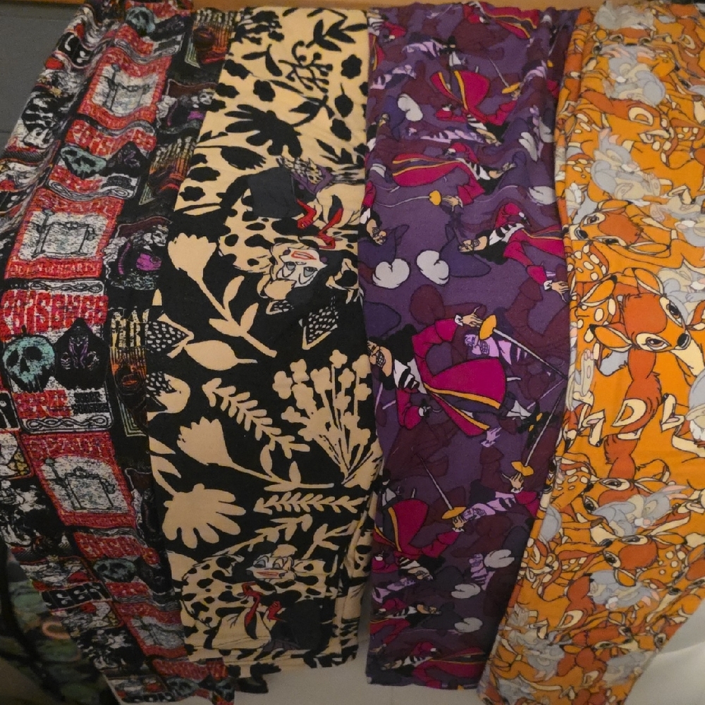 LuLaRoe Women's Patterned Leggings - Black, Cream, Purple, Orange